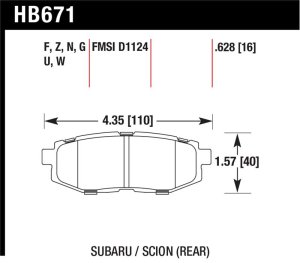 Subaru Legacy Brake Pads - Rear - Hawk Performance - Performance Ceramic - `11-`27